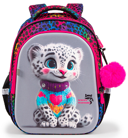 Рюкзак шкільний з ортопедичною спинкою для дівчинки School Standard 38х30х18 см для молодших класів з Тигром (150-33)